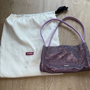 STAUD Purple Sparkly Shoulder Bag